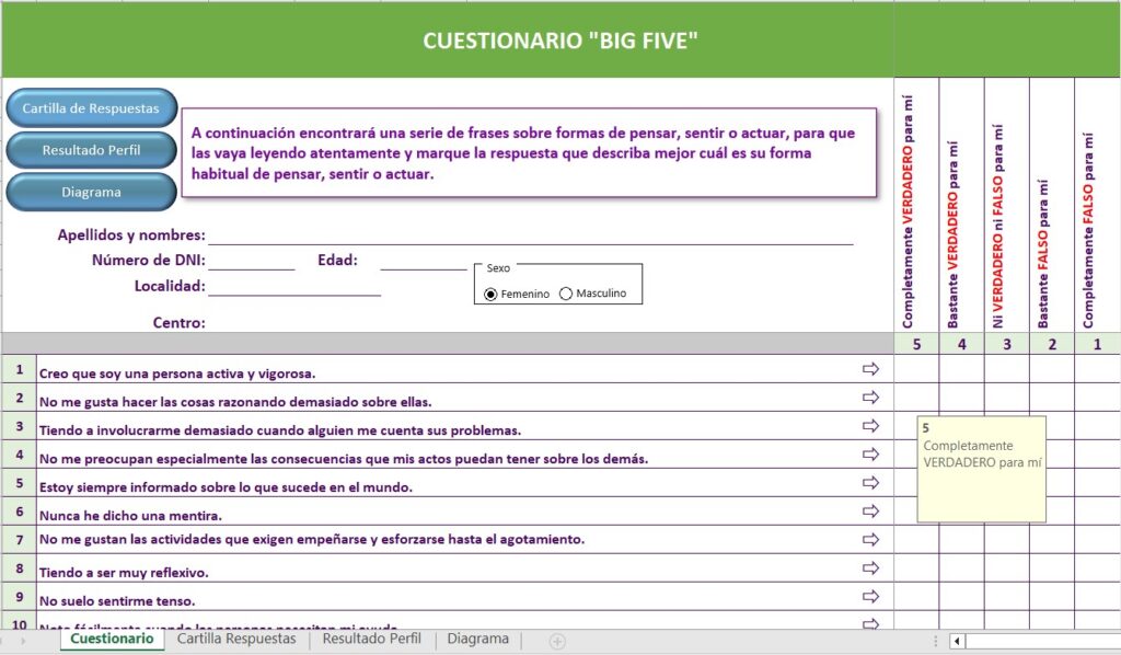 BFQ Cuestionario De Personalidad Big Five 4 0