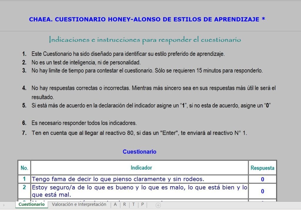 Cuestionario Honey Alonso de Estilos de Aprendizaje - CHAEA