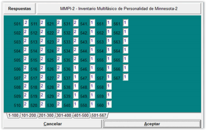 Software MMPI-2. Inventario de Personalidad de Minnesota