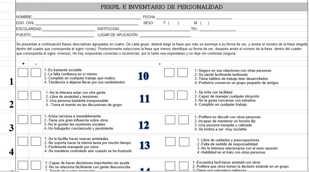 Perfil E Inventario De La Personalidad Gordon