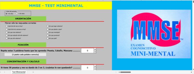MMSE Mini-Mental cognoscitivo