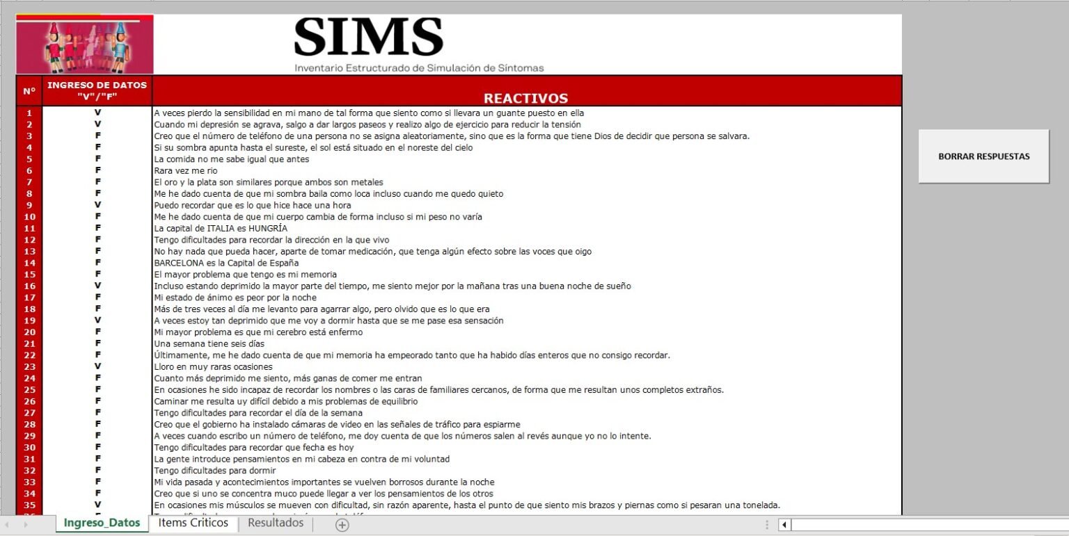 Sims Inventario Estructurado de Simulación de Síntomas -Versión