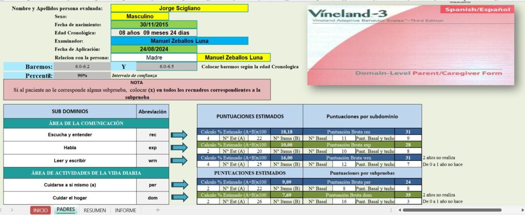 CORRECTOR VINELAND 3 - FORMATO PADRES